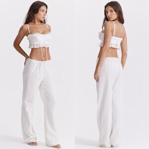 NWT House of CB‎ Frankie White Broderie Anglais Trousers Size Medium